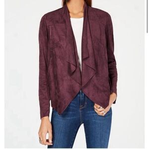 Kut from the Kloth‎ Faux Suede Burgundy Draped Blazer Small Career Vegan Women's